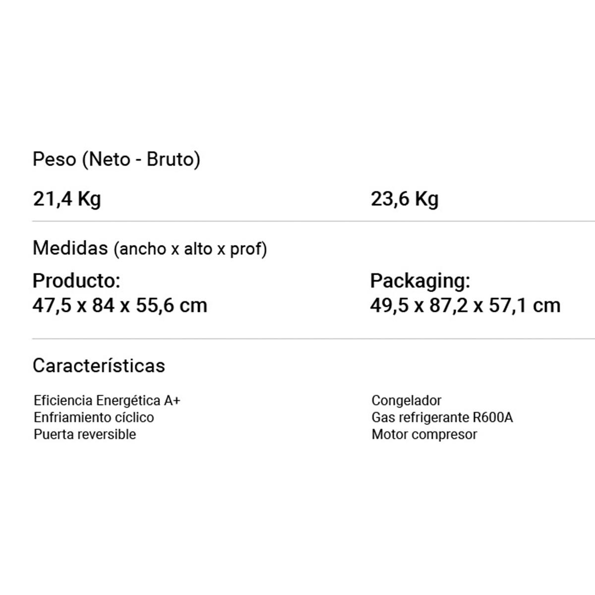 Heladera Bajo Mesada 124 Litros Vondom HEL82 Acero Inoxidable Con Congelador